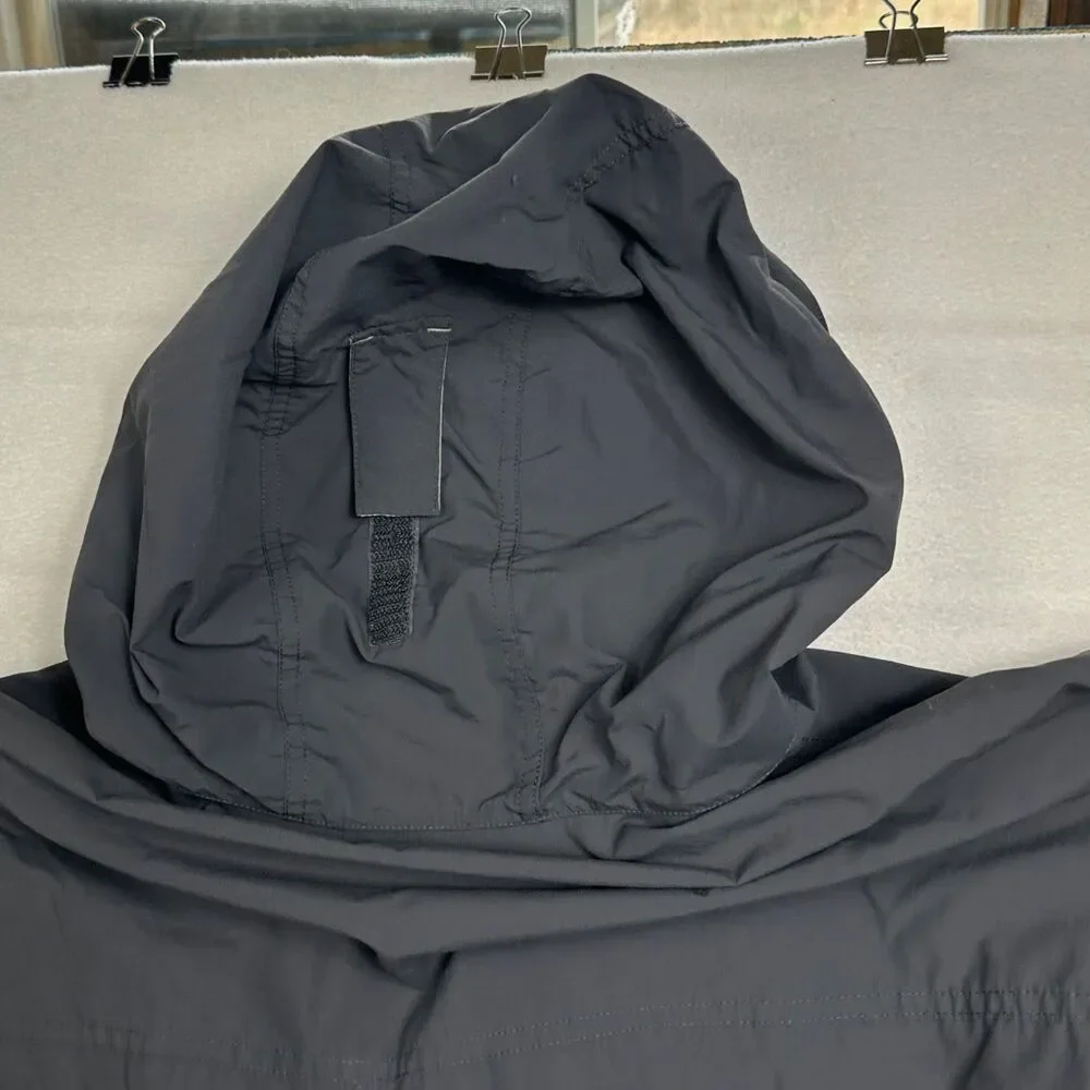 LL BEAN Mens L Tall Gray Anorak Half Zip Hooded Windbreaker Outdoor Gorpcore